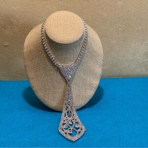 Vintage SP signed rhinestone tie necklace stunning!